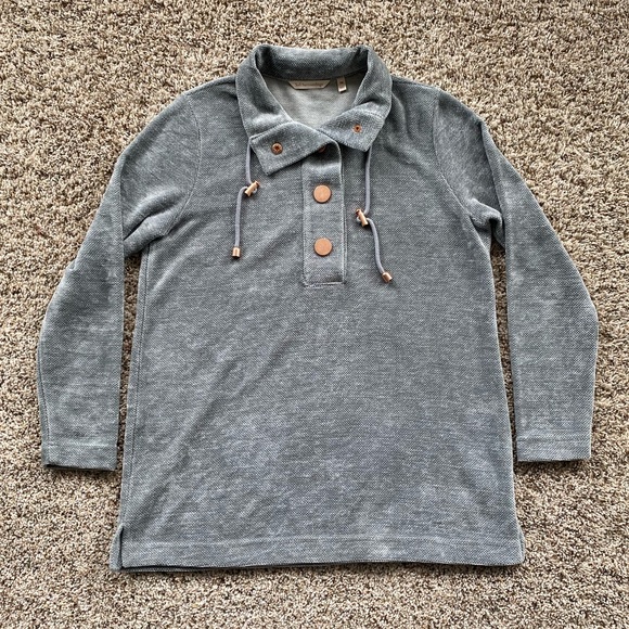 Soft Surroundings St. Germain 1/4 button fleece pullover sweater, PM - Picture 1 of 4